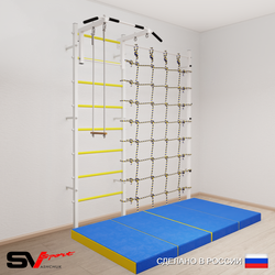 Шведская стенка Sv Sport усиленная 61240 (Турник стандарт/Трапеция/Мат 2м/Канатный лаз)