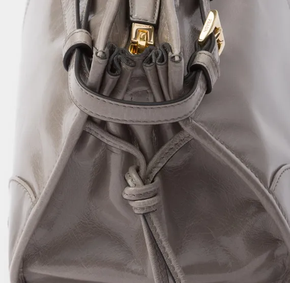 Кожаная большая сумка Prada Bonnie цвет оловянный