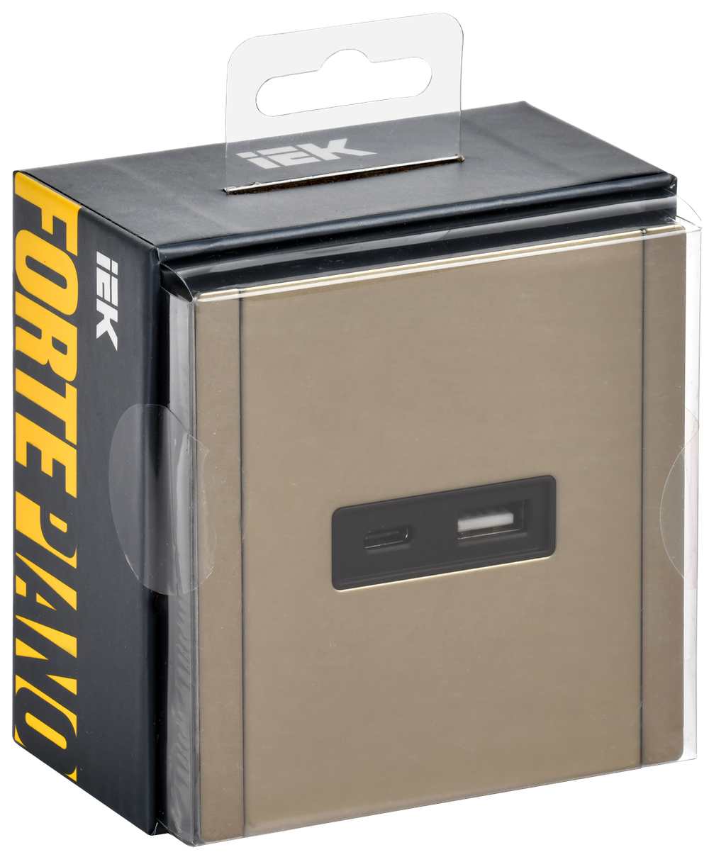 FORTE&PIANO Розетка USB A+C 3,1А FP650M металл шампань IEK