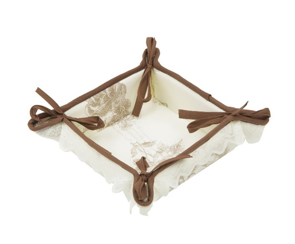 Набор махровых полотенец и корзинка Old Florence Амели коричневая оборка Италия фото