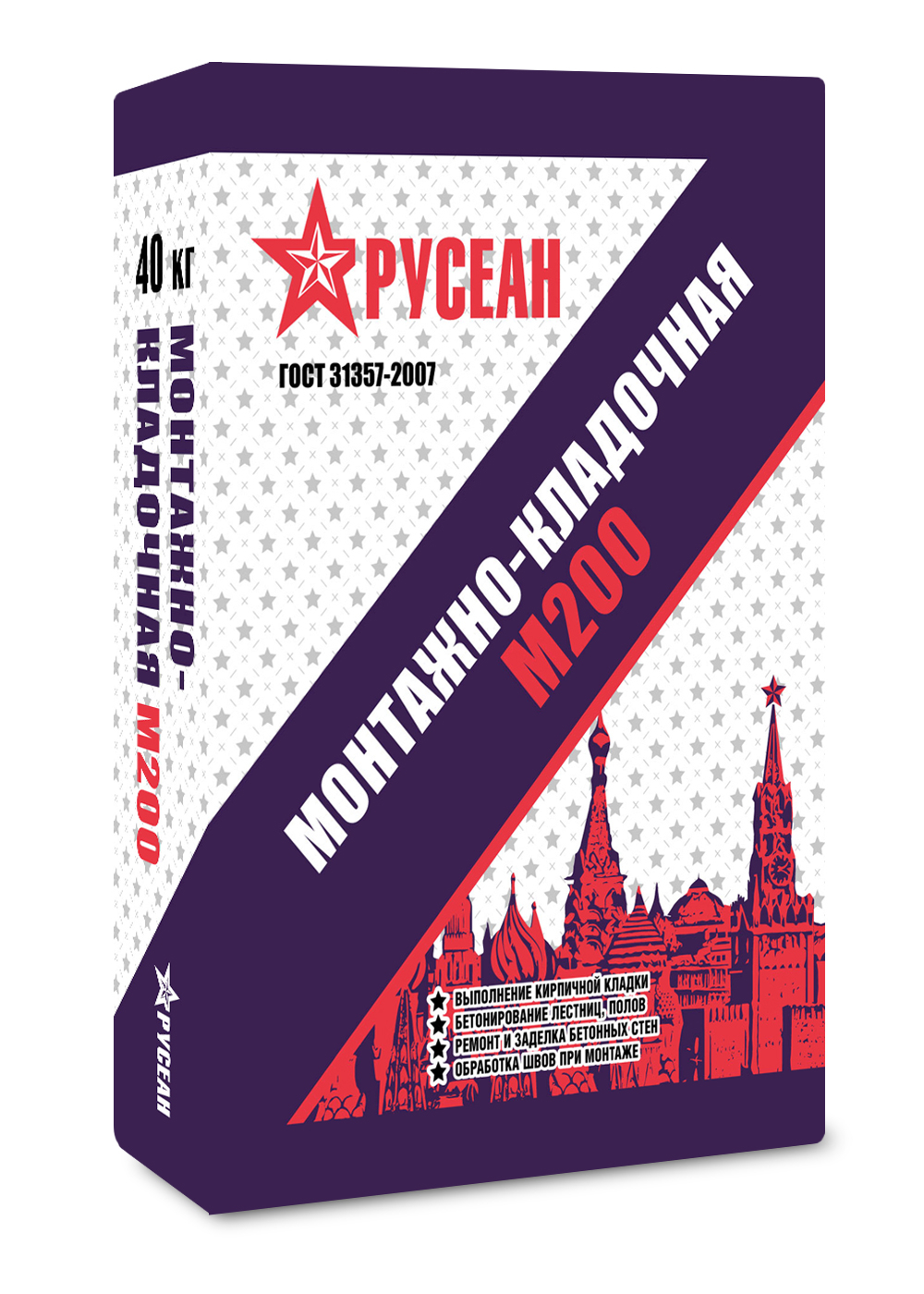 Сухая смесь монтажно-кладочная Русеан М200 40кг