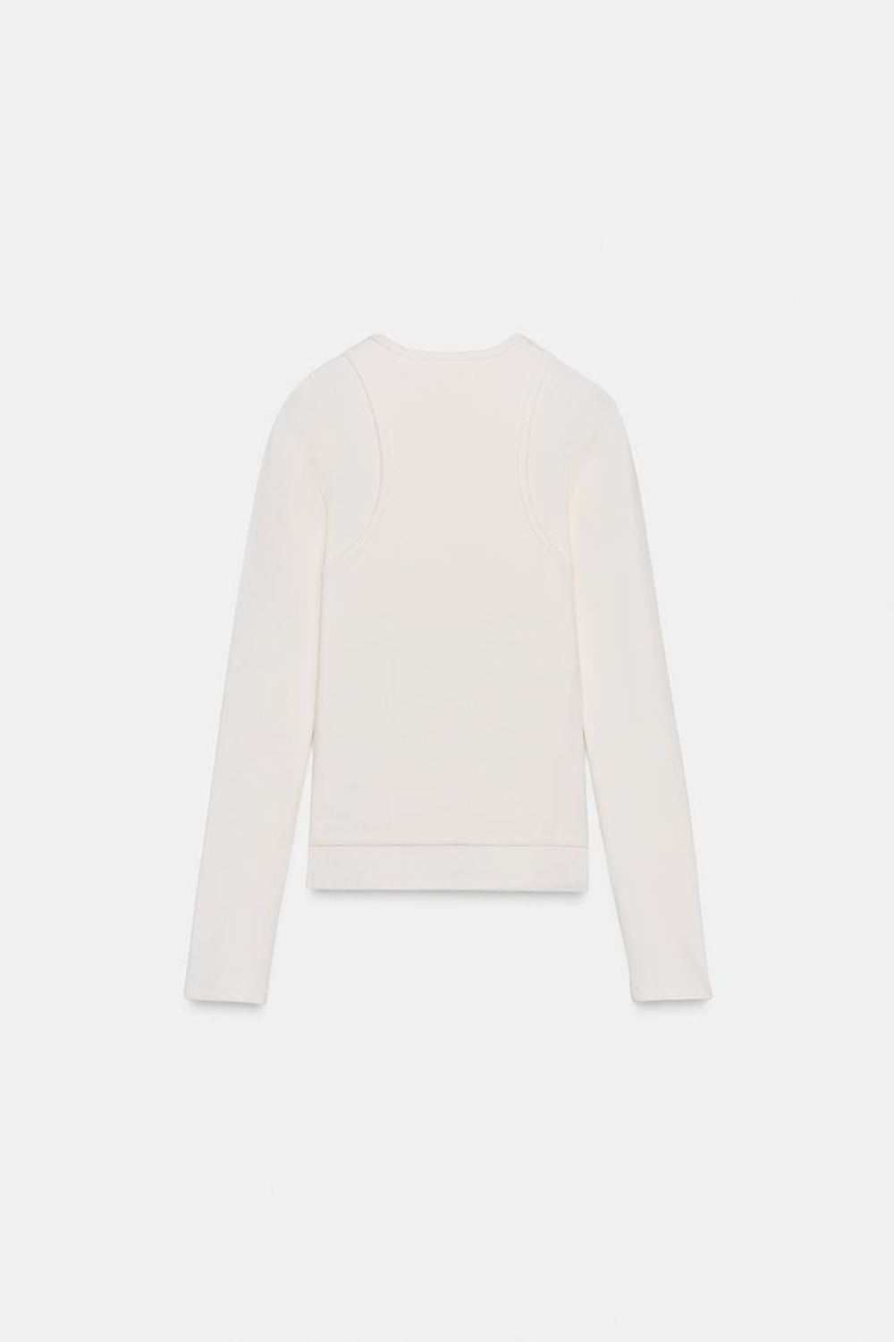 ZARA ФУТБОЛКА С ДВОЙНОЙ ВЫШИВКОЙ, ЭКРЮ