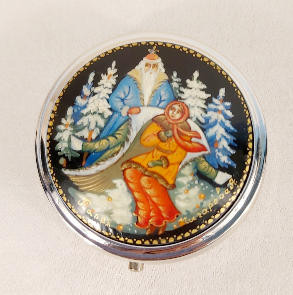 Таблетница с ручной росписью Палех "Морозко"