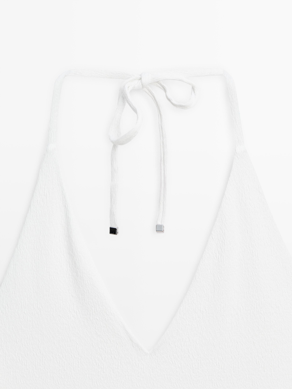 Massimo Dutti Купальник из рельефной ткани с V-образным вырезом, белый