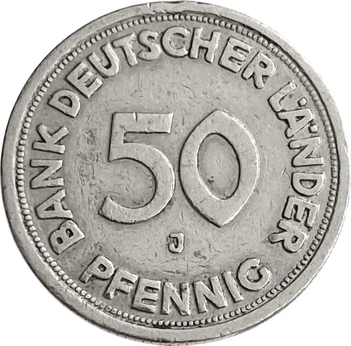50 пфеннигов 1949 Германия (ФРГ) "J"