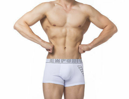 Мужские трусы боксеры белые  Emporio Armani Eagle White Boxer