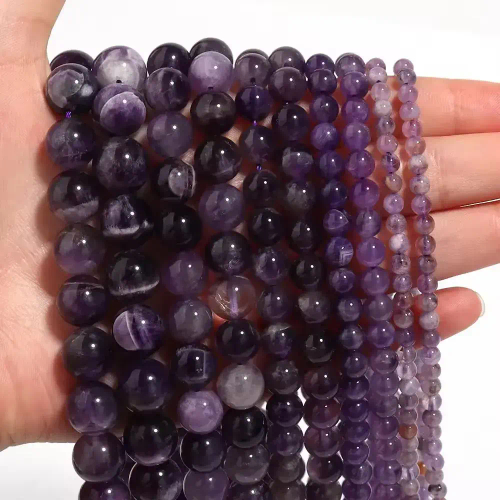 Аметист бусины шарик 4/6/8/10/12 мм, на нитке 38 см