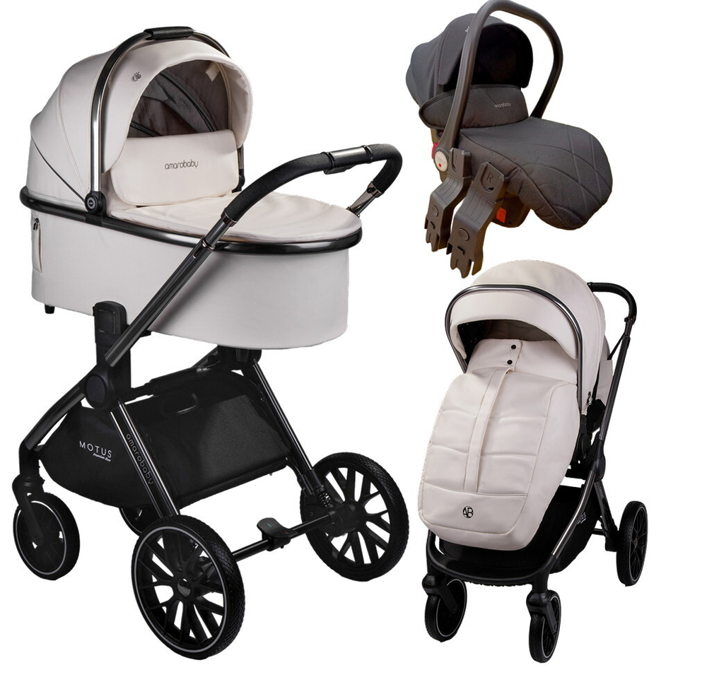 Детская коляска AmaroBaby Motus Premium Ecco 3 в 1 молочный