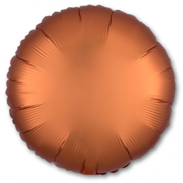 AN Шар-круг 18"/46 см, фольга, оранжевый, сатин/Amber (БГ-15)