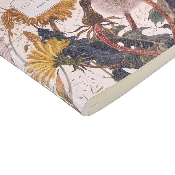 Bloknot \ Блокнот \ Notebook Тетрадь А6 из экокожи, "Флора. Одуванчики" 60 л. линейка