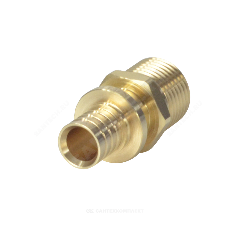 Муфта для PE-X труб аксиальная латунь Дн 16х1/2" НР РОС