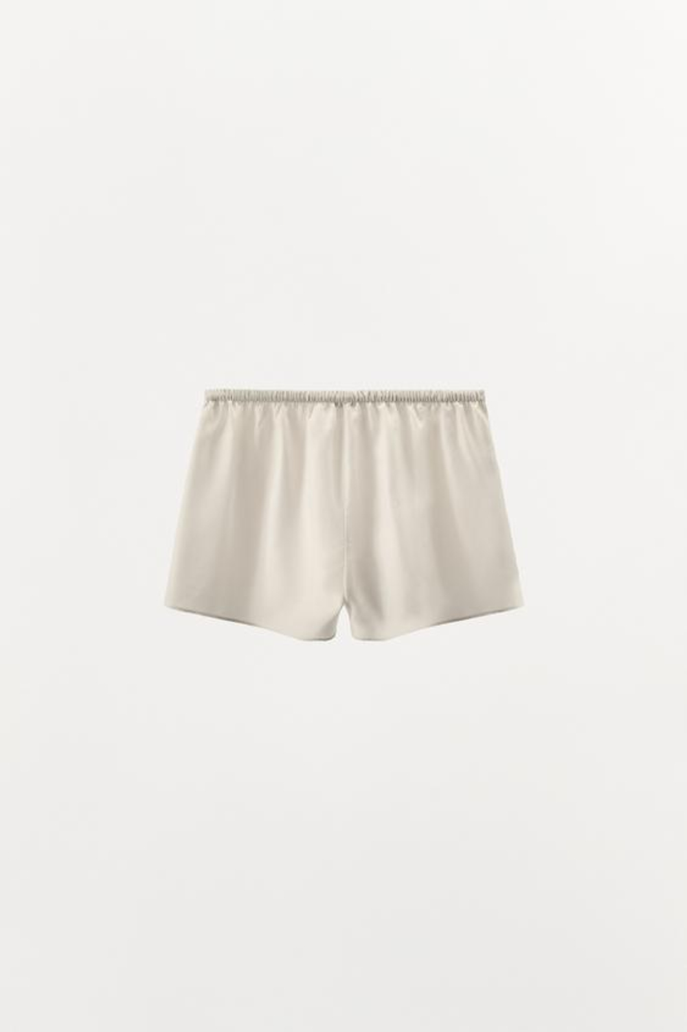 ZARА ШЕЛКОВЫЕ ШОРТЫ В БЕЛЬЕВОМ СТИЛЕ, ЭКРЮ