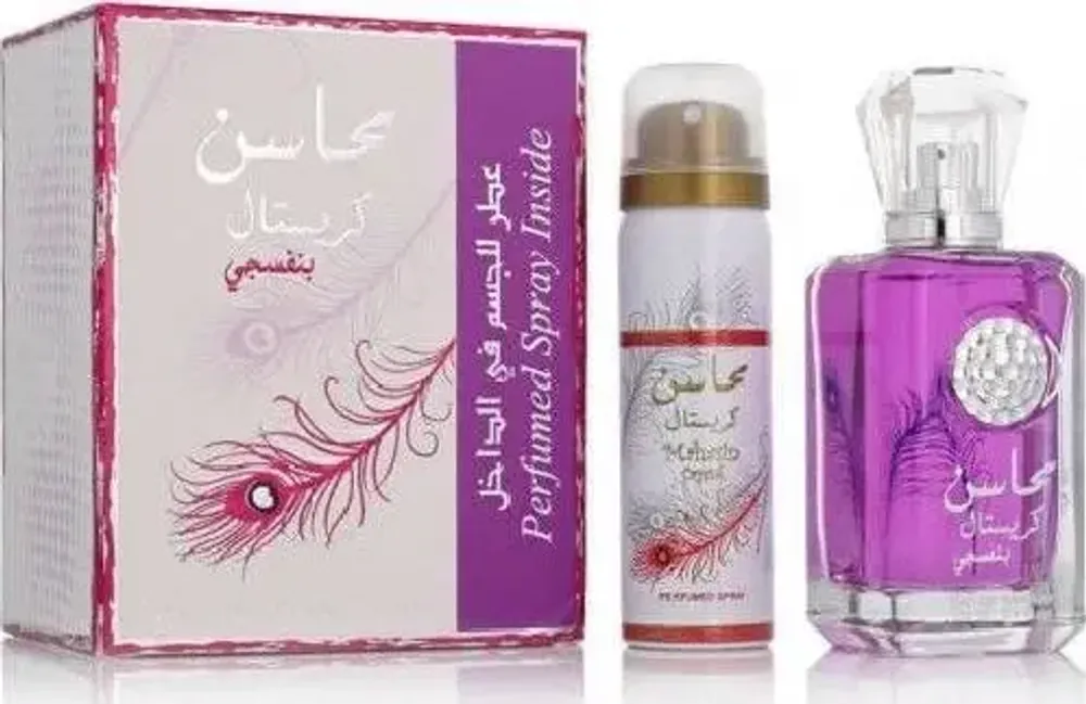 Унисекс парфюм Lattafa Mahasin Cristal Violet EDP 100ml с дезодорантом