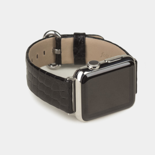 Ремешок для Apple Watch 40/41/42 mm из кожи аллигатора, цвета черный лак