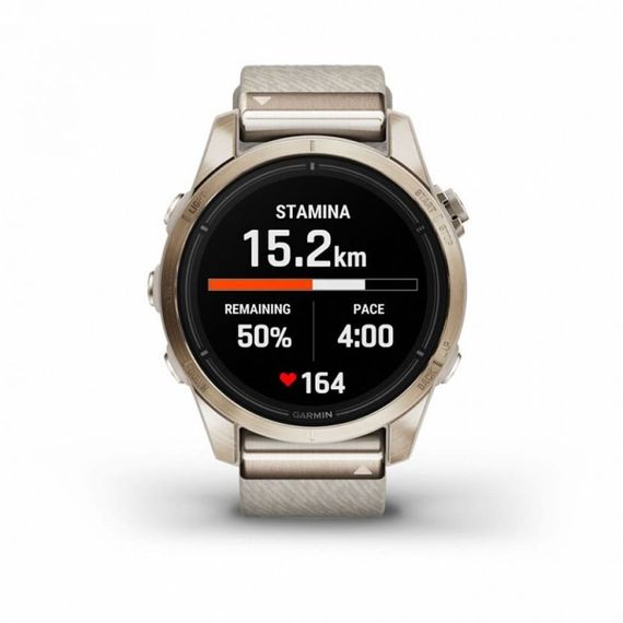 Garmin Epix Pro Gen 2 Sapphire 42 мм — золотистые часы с нейлоновым ремешком
