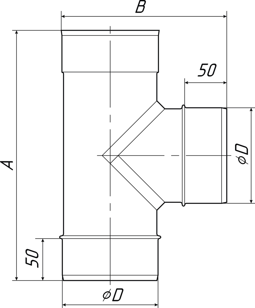 Тройник 90-сэндвич TMF ф120/220, 0,5мм, н/н