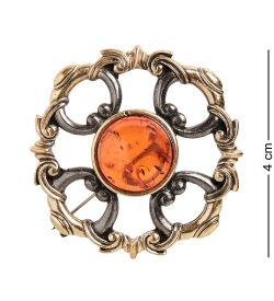 AM- 949 Брошь «Анжелика» (латунь, янтарь)