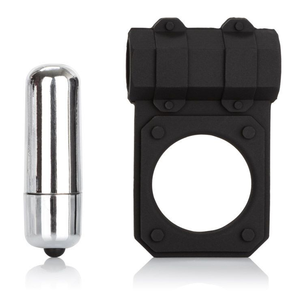 Чёрное эрекционное кольцо с вибропулей Silicone Lovers Gear Enhancer (Цвет: черный)