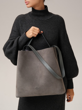 Замшевая сумка шоппер Olga DBR 30948 серый замок
