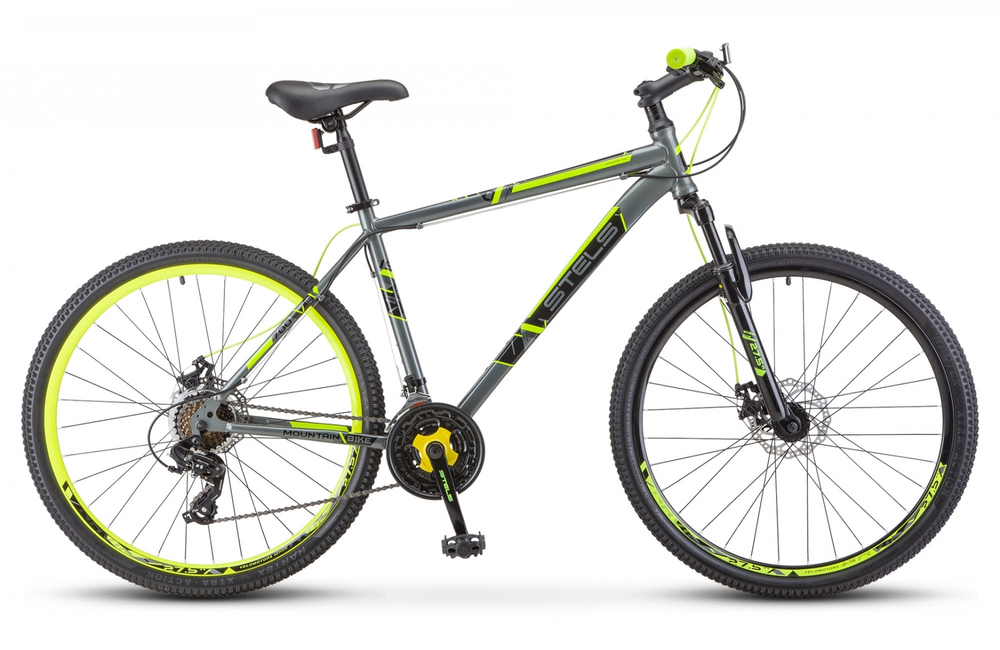 Велосипед 27.5" STELS Navigator-700 MD р.17.5" 2021г. (серый-желтый)