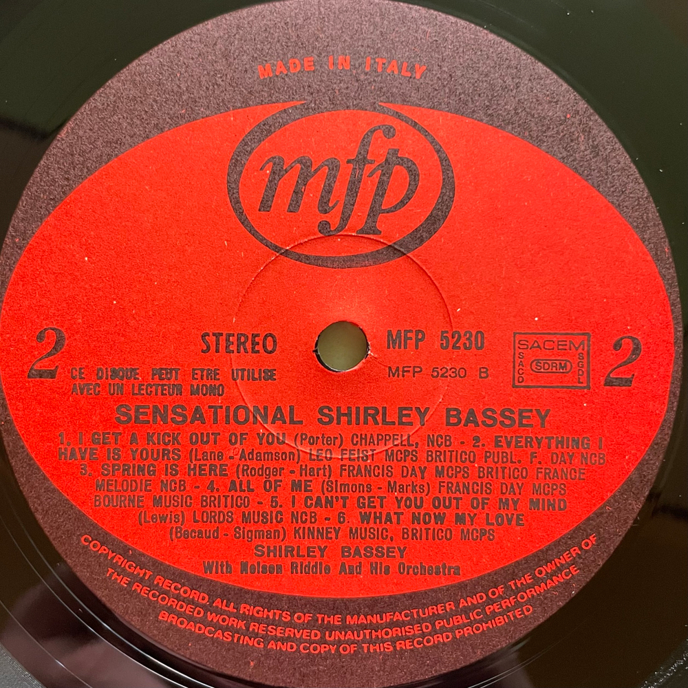 Shirley Bassey With Nelson Riddle And His Orchestra ‎– What Now My Love (Италия)