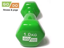 Гантель GO DO в виниловой оболочке.  Вес 1  кг.  (Зеленый)