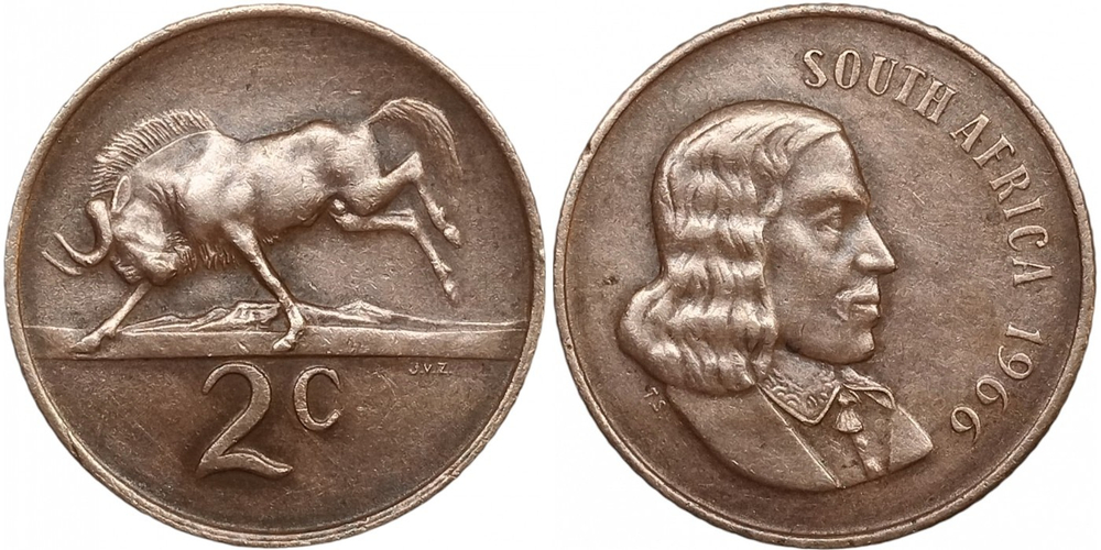ЮАР 2 цента, 1965 - 1969 SOUTH AFRICA XF