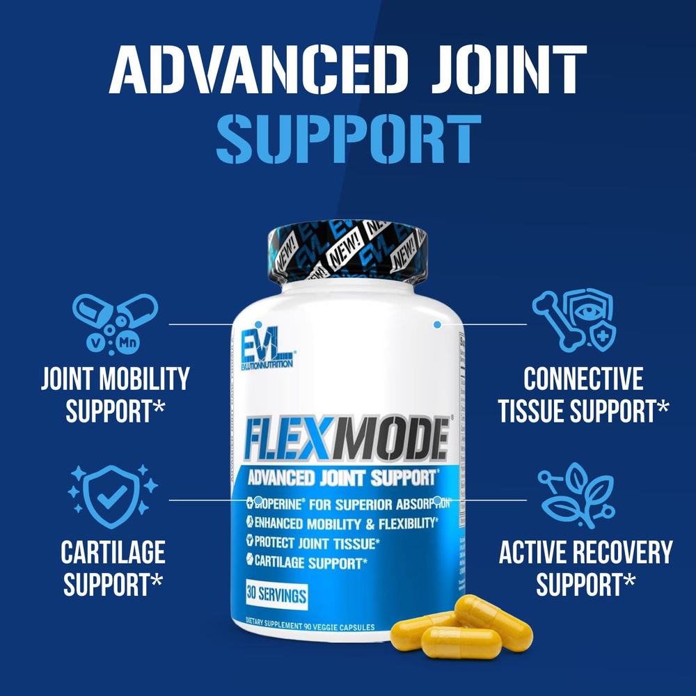 EVLution Nutrition, FlexMode®, улучшенная добавка для поддержки суставов, 90 растительных капсул