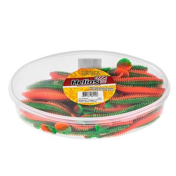 Виброхвост несъедоб. Shaggy 5,12/13 см Pepper Green & Orange 50шт. (HS-18-018-N) Helios
