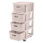 Комод Keeplex Ajur с корзинами на колесиках четырехсекционный компакт 37х30х69см бежевый топаз