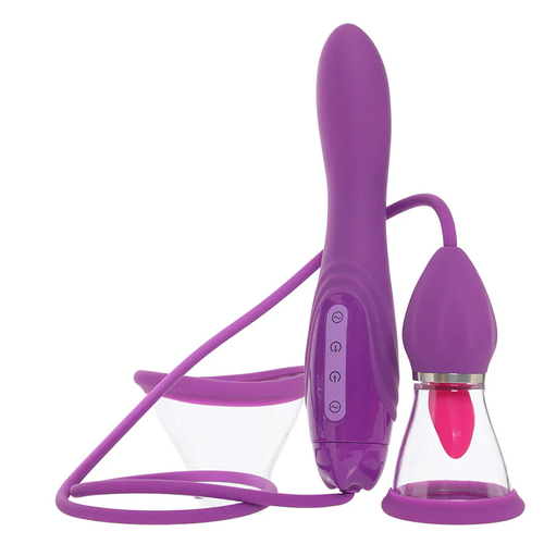Вибростимулятор с помпой и имитатором языка PipeDream Fantasy for Her Ultimate Pleasure Max Dual Oral Sex Simulator with Hose & G-Spot Vibrator Purple 496812