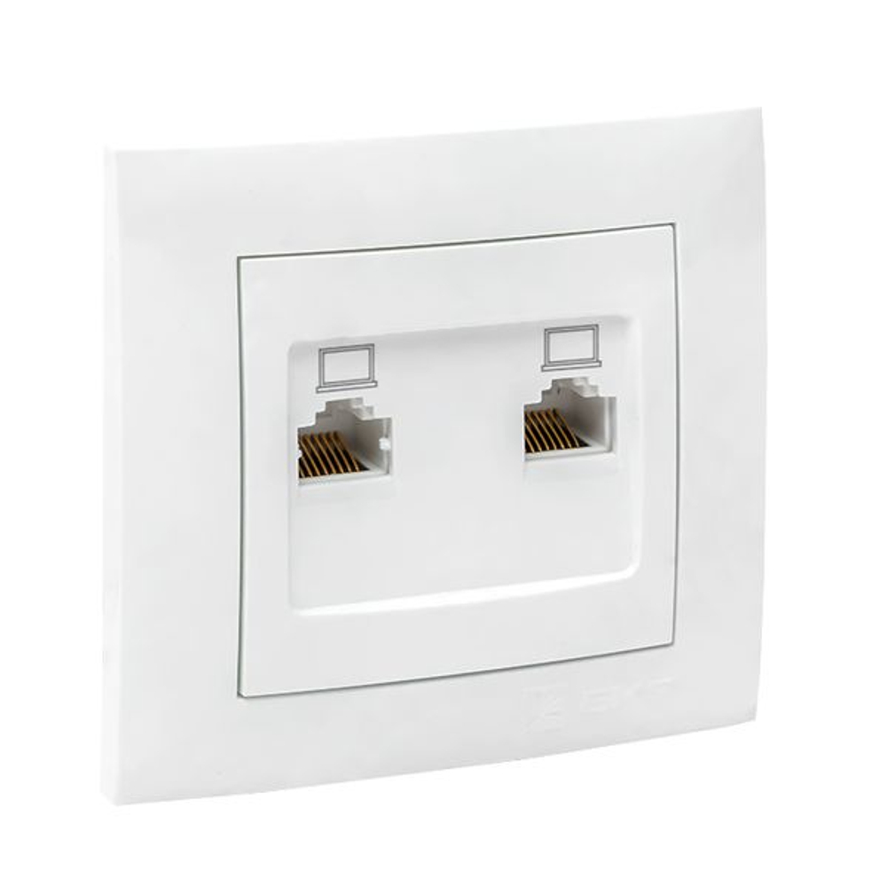 Валенсия розетка компьютерная RJ-45 2-местная белая EKF