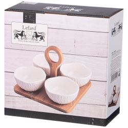 НАБОР САЛАТНИКОВ LEFARD "NATIVE" 4 ШТ. 200 МЛ 10*5 СМ НА ДЕР. ПОДСТАВКЕ С РУЧКОЙ (КОР=12НАБ.)