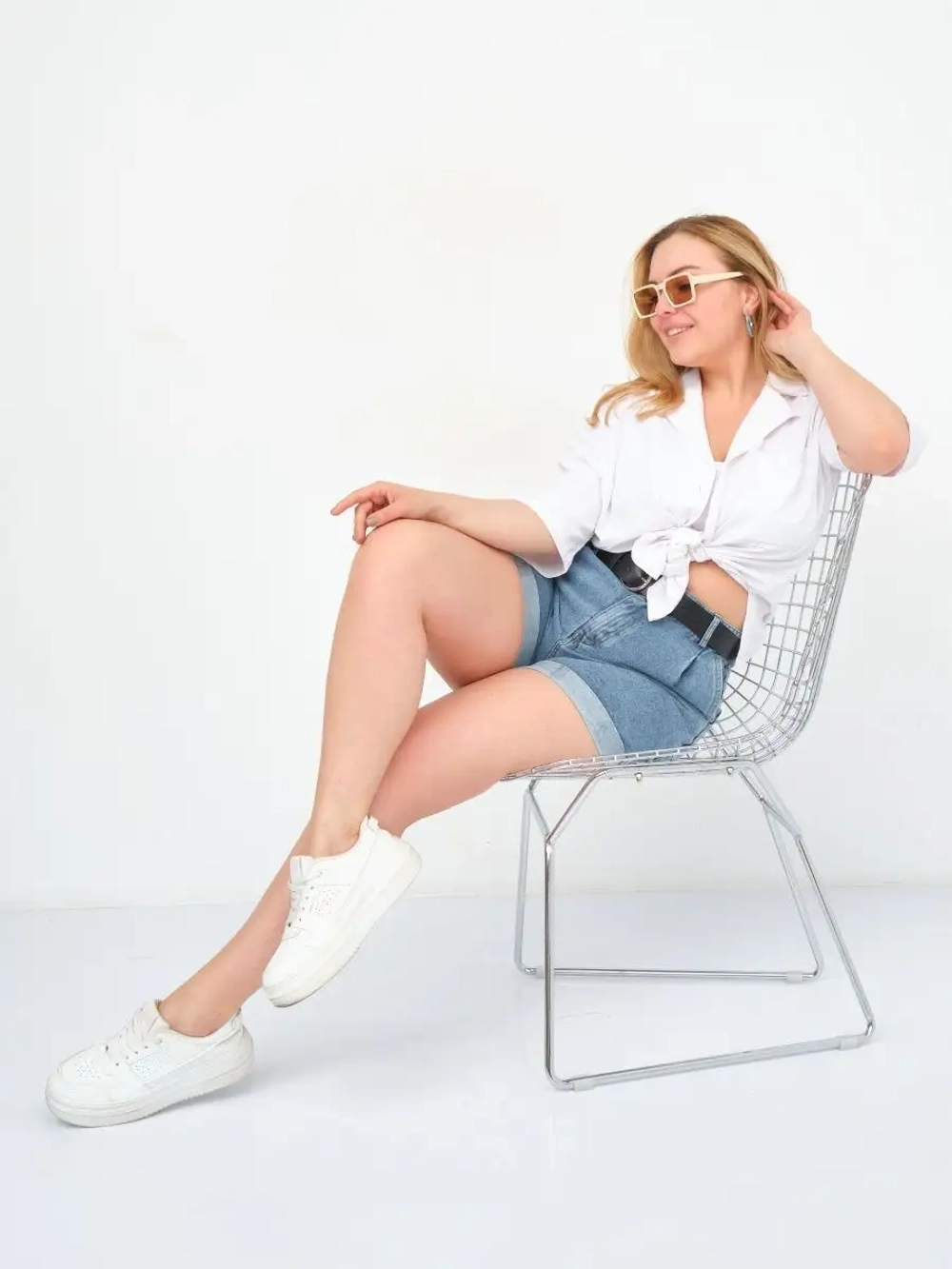 Шорты джинсовые летние с высокой посадкой