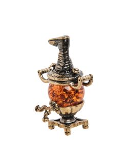Народные промыслы AM-1396 Фигурка «Самовар с сапогом» (латунь, янтарь)