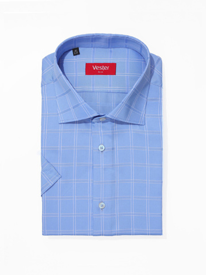 Сорочка мужская VESTER короткий рукав, цвет синий, бамбук/пэ 72915 13