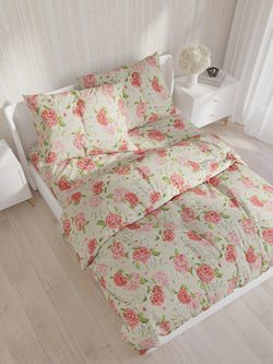 Простынь на резинке перкаль Сказка "Гортензия" 90x200 см