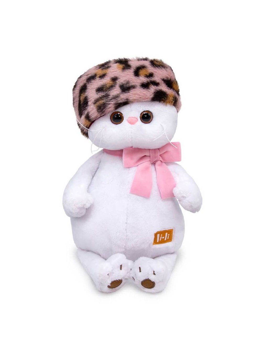 Мягкая игрушка Ли-Ли в шапке с леопардовым принтом 27 см