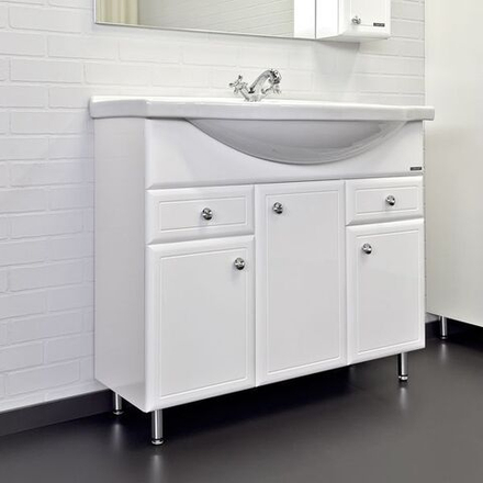 Comforty. Тумба-умывальник "Сочи-100" белый глянец с раковиной Эльбрус-100