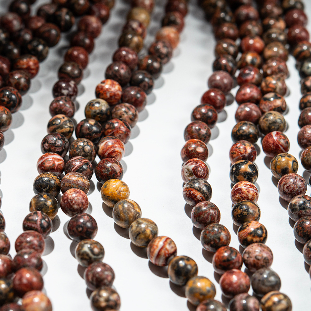 Риолит (яшма леопардовая), бусины в форме шара 6,8мм