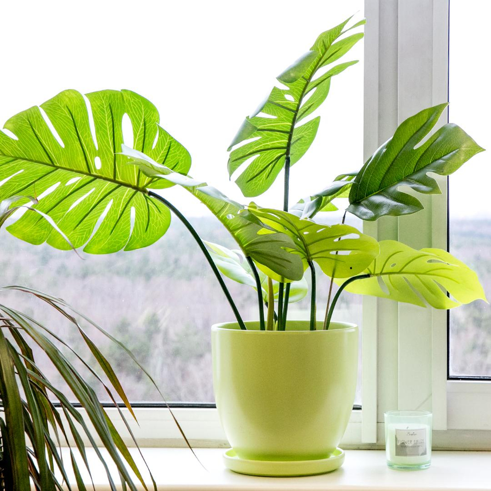 Керамический горшок "Бутон" с подставкой, 2,4л., Д173 Ш173 В160, нежно-салатовый