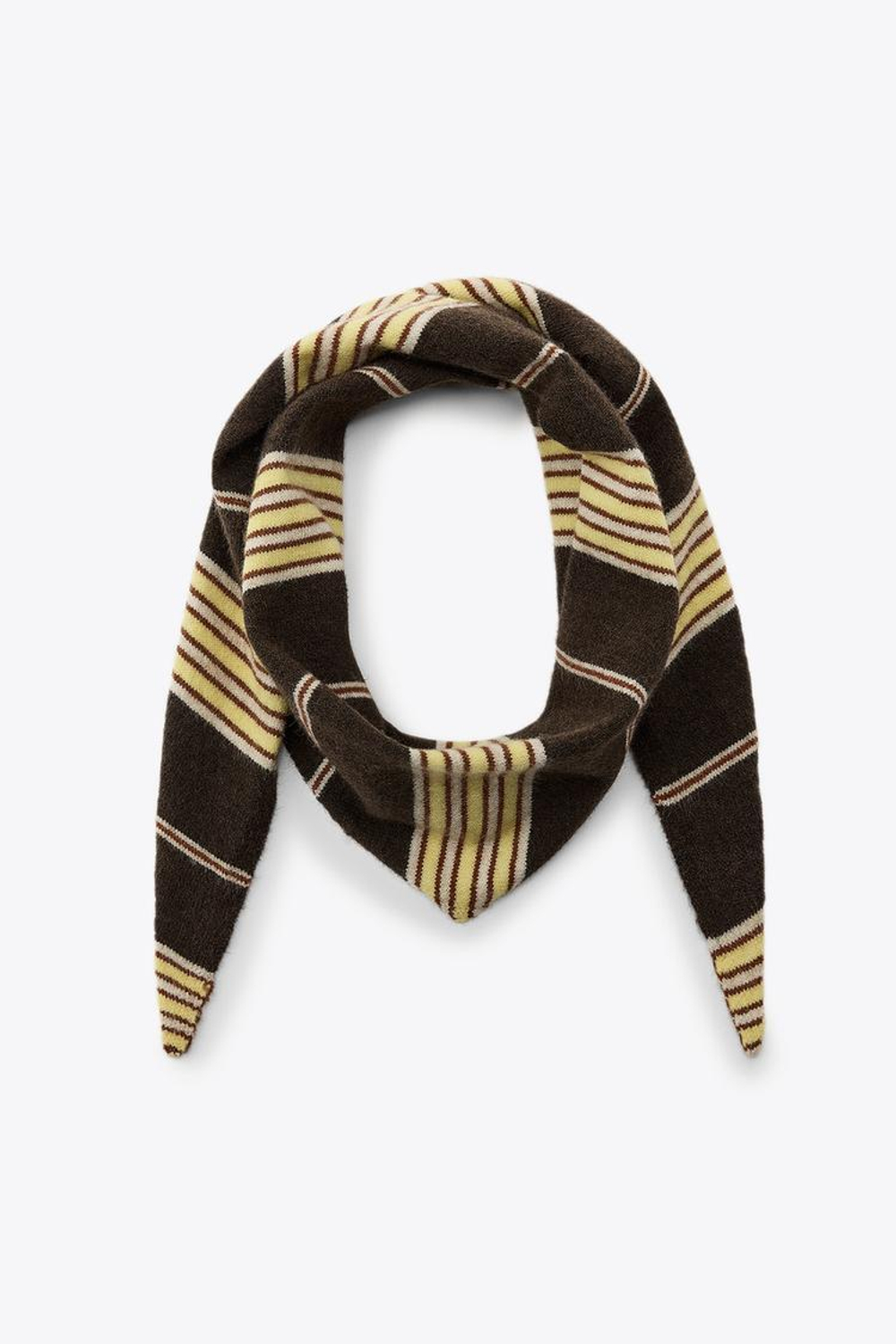 ZARA ТРИКОТАЖНАЯ БАНДАНА В ПОЛОСКУ, КОРИЧНЕВЫЙ