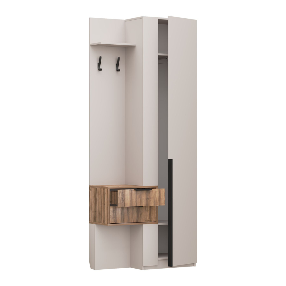 Прихожая с вешалкой и ящиками Кашемир/Авелано Чарли правый 90х35х220 см