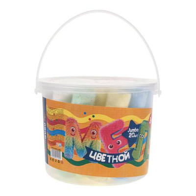 Мел цветной в ведре "FUNGURU", 20шт. Jumbo утолщенный