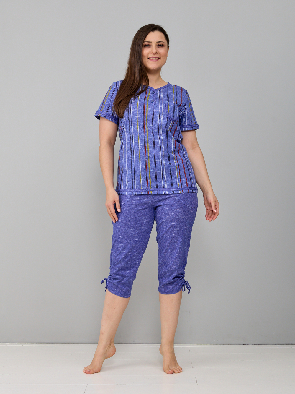 Пижама с бриджами КД-61/рогожкавасилек-цепочка