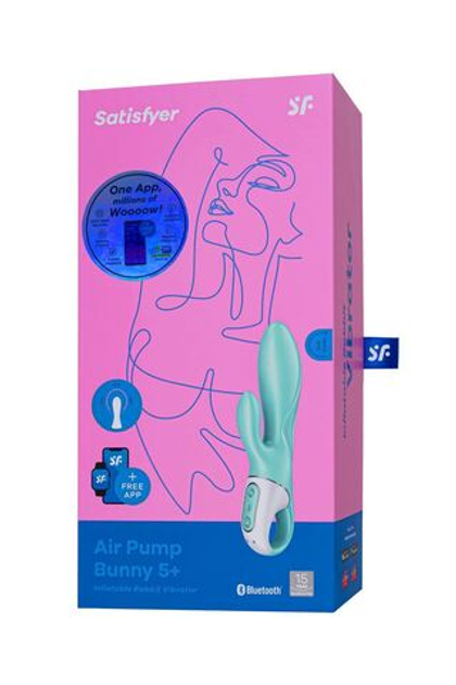 Вибратор с расширением Satisfyer Air Pump Bunny 5+ Connect App