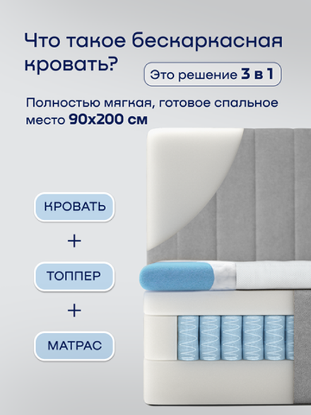 Бескаркасная кровать с матрасом BuySunny (велюр)