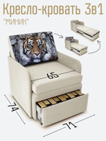 Кресло-кровать "Миник" с подлокотниками, купон Тигр