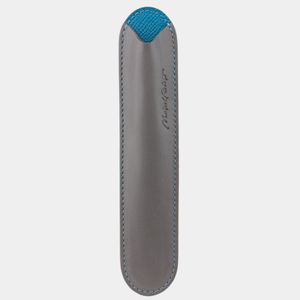 Чехол для ручки Plume Bicolor из натуральной кожи теленка, серого цвета