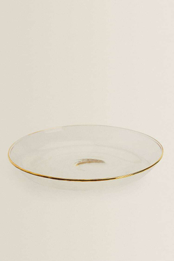 ZARA HOME ТАРЕЛКА ИЗ БОРОСИЛИКАТНОГО СТЕКЛА С ОБОДКОМ, ЗОЛОТИСТЫЙ